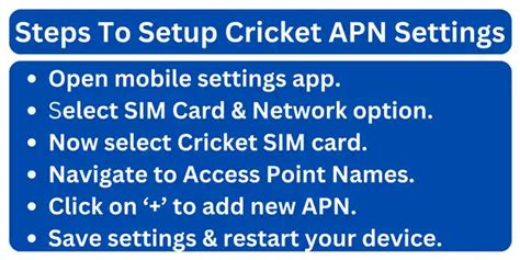 If device has already set values for Cricket Hotspot for any fields below leave them. Change others as below. Name: Cricket Hotspot APN: mht Proxy: Port: Username: Password: Server: MMSC: MMS proxy: MMS port: MCC: MNC: Authentication type: APN type: dun APN protocol: IPv4 APN roaming protocol: IPv4 Bearer: Unspecified APN PPP …